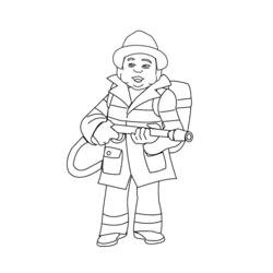 Dessin à colorier: Pompier (Métiers et Professions) #105579 - Coloriages à imprimer
