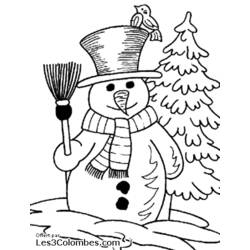 Dessin à colorier: Bonhomme de Neige (Nature et saisons) #89217 - Coloriages à Imprimer Gratuits