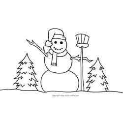 Dessin à colorier: Bonhomme de Neige (Nature et saisons) #89349 - Coloriages à Imprimer Gratuits
