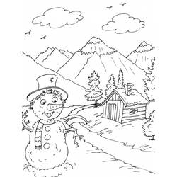 Dessin à colorier: Bonhomme de Neige (Nature et saisons) #89471 - Coloriages à Imprimer Gratuits
