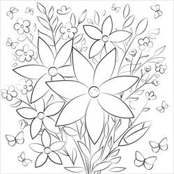 Coloriage Bouquet de fleurs (Nature et saisons) #195639 à imprimer et colorier