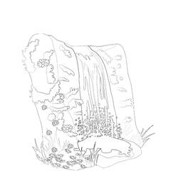 Dessin à colorier: Chute d'eau (Nature et saisons) #159772 - Coloriages à Imprimer Gratuits