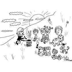 Dessin à colorier: Feu de camp (Nature et saisons) #156768 - Coloriages à Imprimer Gratuits