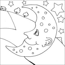 Dessin à colorier: Lune (Nature et saisons) #155648 - Coloriages à Imprimer Gratuits