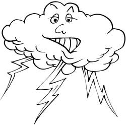 Dessin à colorier: Nuage et Orage (Nature et saisons) #193526 - Coloriages à Imprimer Gratuits