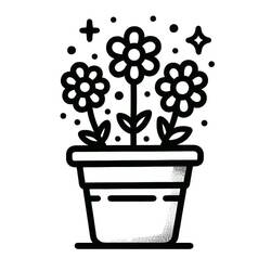 Dessin à colorier: Pot de Fleurs (Objets) #221250 - Coloriages à Imprimer Gratuits