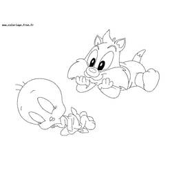 Dessin à colorier: Titi et Grosminet (Personnages de dessins animés) #29268 - Coloriages à Imprimer Gratuits