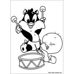 Dessin à colorier: Titi et Grosminet (Personnages de dessins animés) #29272 - Coloriages à Imprimer Gratuits