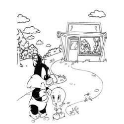 Dessin à colorier: Titi et Grosminet (Personnages de dessins animés) #29285 - Coloriages à Imprimer Gratuits