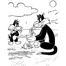 Coloriage à imprimer Titi et Grosminet (Personnages de dessins animés) #29362 pour enfants et adultes