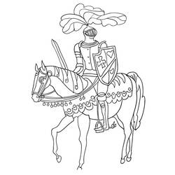 Dessin à colorier: Chevalier (Personnages de fantasy et d'aventure) #86915 - Coloriages à Imprimer Gratuits