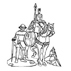 Dessin à colorier: Chevalier (Personnages de fantasy et d'aventure) #86920 - Coloriages à Imprimer Gratuits