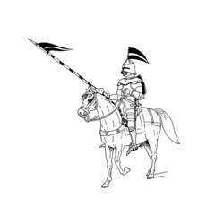 Dessin à colorier: Chevalier (Personnages de fantasy et d'aventure) #86976 - Coloriages à Imprimer Gratuits