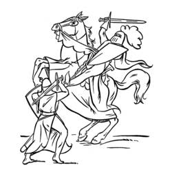 Dessin à colorier: Chevalier (Personnages de fantasy et d'aventure) #87000 - Coloriages à Imprimer Gratuits
