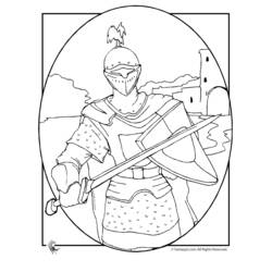 Dessin à colorier: Chevalier (Personnages de fantasy et d'aventure) #87025 - Coloriages à Imprimer Gratuits