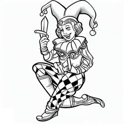 Dessin à colorier: Arlequin (Personnages fantastiques et d'aventure) #190059 - Coloriages à Imprimer Gratuits