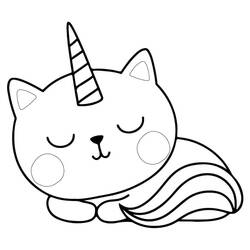 Dessin à colorier: Chat Licorne (Personnages fantastiques et d'aventure) #199280 - Coloriages à Imprimer Gratuits
