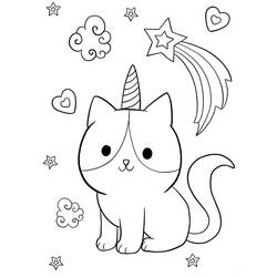 Dessin à colorier: Chat Licorne (Personnages fantastiques et d'aventure) #199282 - Coloriages à Imprimer Gratuits