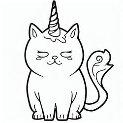 Dessin à colorier: Chat Licorne (Personnages fantastiques et d'aventure) #199284 - Coloriages à Imprimer Gratuits