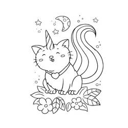 Dessin à colorier: Chat Licorne (Personnages fantastiques et d'aventure) #199285 - Coloriages à Imprimer Gratuits