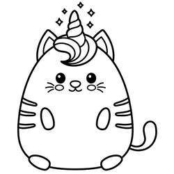 Dessin à colorier: Chat Licorne (Personnages fantastiques et d'aventure) #199289 - Coloriages à Imprimer Gratuits