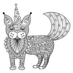 Dessin à colorier: Chat Licorne (Personnages fantastiques et d'aventure) #199292 - Coloriages à Imprimer Gratuits