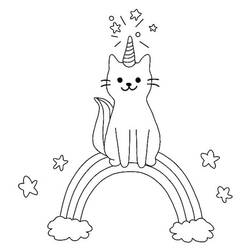 Dessin à colorier: Chat Licorne (Personnages fantastiques et d'aventure) #199295 - Coloriages à Imprimer Gratuits