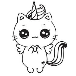 Dessin à colorier: Chat Licorne (Personnages fantastiques et d'aventure) #199297 - Coloriages à Imprimer Gratuits