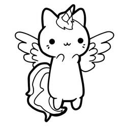 Dessin à colorier: Chat Licorne (Personnages fantastiques et d'aventure) #199298 - Coloriages à Imprimer Gratuits