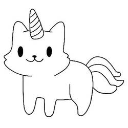Dessin à colorier: Chat Licorne (Personnages fantastiques et d'aventure) #199306 - Coloriages à Imprimer Gratuits