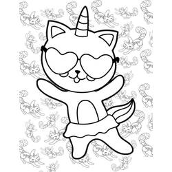 Dessin à colorier: Chat Licorne (Personnages fantastiques et d'aventure) #199307 - Coloriages à Imprimer Gratuits
