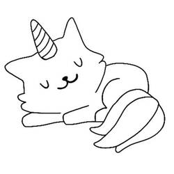 Dessin à colorier: Chat Licorne (Personnages fantastiques et d'aventure) #199310 - Coloriages à Imprimer Gratuits