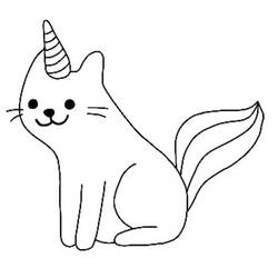 Dessin à colorier: Chat Licorne (Personnages fantastiques et d'aventure) #199315 - Coloriages à Imprimer Gratuits