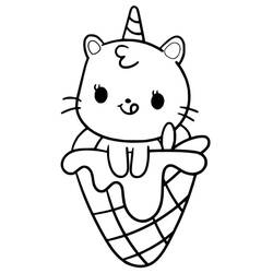 Dessin à colorier: Chat Licorne (Personnages fantastiques et d'aventure) #199317 - Coloriages à Imprimer Gratuits