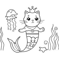 Dessins à colorier: Chat Sirène - Coloriages à Imprimer Gratuits