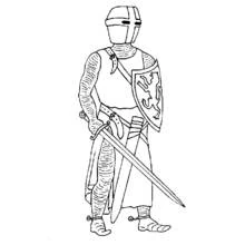 Dessin à colorier: Chevalier (Personnages fantastiques et d'aventure) #86892 - Coloriages à Imprimer Gratuits