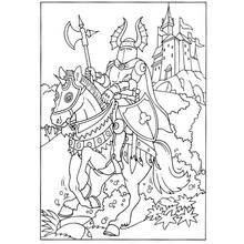 Dessin à colorier: Chevalier (Personnages fantastiques et d'aventure) #86949 - Coloriages à Imprimer Gratuits