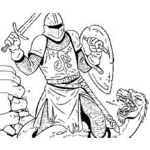 Dessin à colorier: Chevalier (Personnages fantastiques et d'aventure) #86952 - Coloriages à Imprimer Gratuits