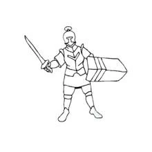 Dessin à colorier: Chevalier (Personnages fantastiques et d'aventure) #86975 - Coloriages à Imprimer Gratuits