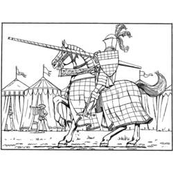 Dessin à colorier: Chevalier (Personnages fantastiques et d'aventure) #87007 - Coloriages à Imprimer Gratuits