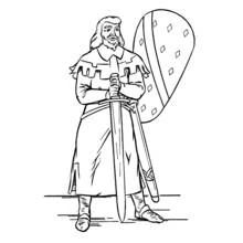 Dessin à colorier: Chevalier (Personnages fantastiques et d'aventure) #87038 - Coloriages à Imprimer Gratuits