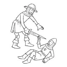 Dessin à colorier: Chevalier (Personnages fantastiques et d'aventure) #87063 - Coloriages à Imprimer Gratuits