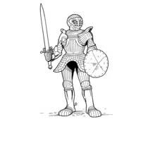 Dessin à colorier: Chevalier (Personnages fantastiques et d'aventure) #87097 - Coloriages à Imprimer Gratuits