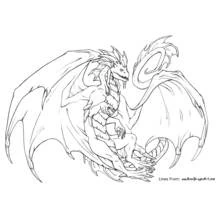 Dessin à colorier: Dragon (Personnages fantastiques et d'aventure) #5784 - Coloriages à Imprimer Gratuits
