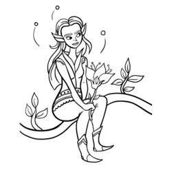 Dessin à colorier: Elfe (Personnages fantastiques et d'aventure) #93919 - Coloriages à Imprimer Gratuits