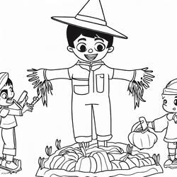 Dessin à colorier: Épouvantail (Personnages fantastiques et d'aventure) #187704 - Coloriages à Imprimer Gratuits