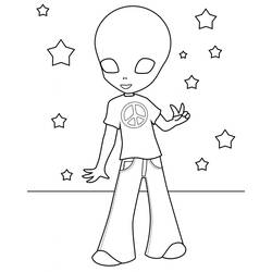 Dessin à colorier: Extraterrestre (Personnages fantastiques et d'aventure) #94653 - Coloriages à Imprimer Gratuits