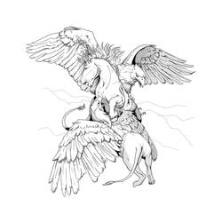 Dessin à colorier: Griffon (Personnages fantastiques et d'aventure) #197322 - Coloriages à Imprimer Gratuits