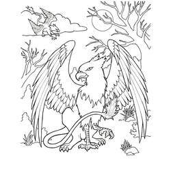 Dessin à colorier: Griffon (Personnages fantastiques et d'aventure) #197334 - Coloriages à Imprimer Gratuits