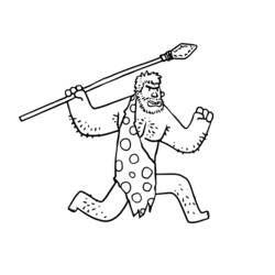 Dessin à colorier: Homme préhistorique (Personnages fantastiques et d'aventure) #150416 - Coloriages à Imprimer Gratuits